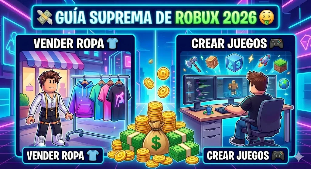 💸 Guía Suprema de Robux 2026: Cómo Vender Ropa Y Crear Juegos para Llenar tu Cartera 🤑 - Guía en CodigosFree